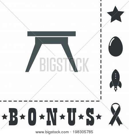 Small table. Simple flat symbol icon on white background. Vector illustration pictogram and bonus icons