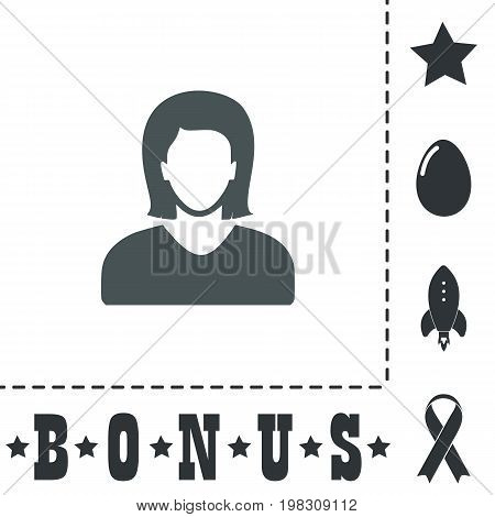 Woman avatar profile picture. Simple flat symbol icon on white background. Vector illustration pictogram and bonus icons
