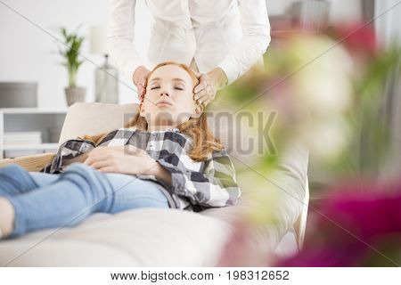 Woman Having Relaxation Head Massage