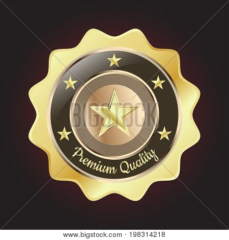 Golden Premium Quality Badge with stars and rope design