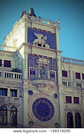 Clock Tower Called Mori Di Venezia In Venice In Italy