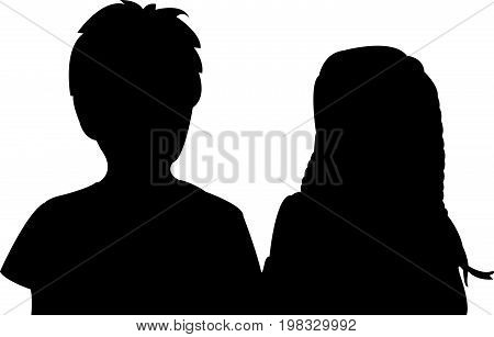 two friends together, black color silhouette vector