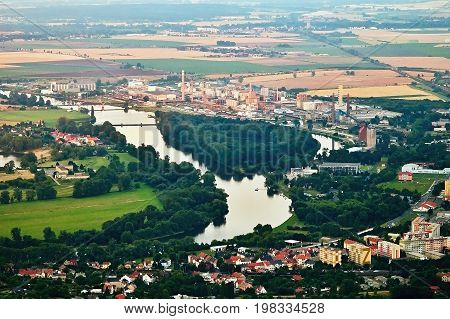Lovosice, Czech Republic - July 05, 2017: Big Chemical Plant In Lovosice At Labe River In Tourist Ar
