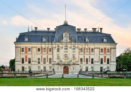 Castle in Pszczyna town in Poland. Beautiful antique neo baroque castle.