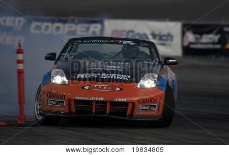 IRWINDALE, CA. - OCTOBER 16: Chris Forsberg competes at Toyota Speedway during Formula Drift round 7 on October 16th 2009 at the Toyota Speedway in Irwindale.