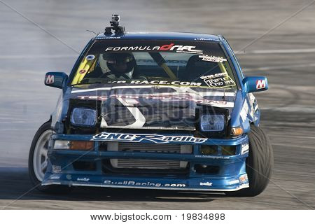 IRWINDALE, CA. - OCTOBER 16: Tommy Suell competes at Toyota Speedway during Formula Drift round 7 on October 16th 2009 at the Toyota Speedway in Irwindale.
