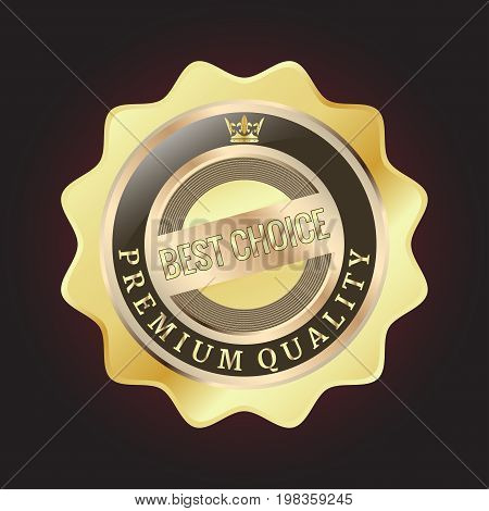 Golden Premium Quality Badge with stars and rope design