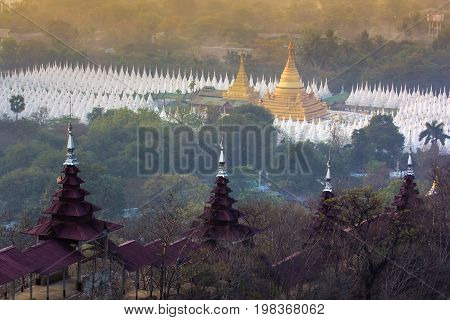 Time before sunrise at Sandamuni Pagoda Mandalay Myanmar
