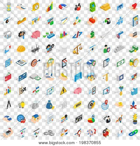 100 finance and banking icons set in isometric 3d style for any design vector illustration