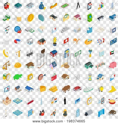 100 investment icons set in isometric 3d style for any design vector illustration