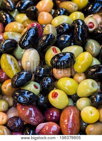 Turkish Style Prepared Olives In The Market