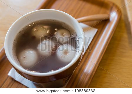mochi in the hot red bean soup Japanese famous local food