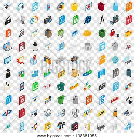 100 pc icons set in isometric 3d style for any design vector illustration