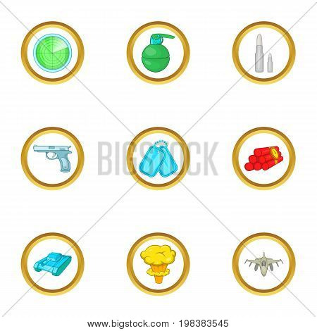 Arsenal icons set. Cartoon set of 9 arsenal vector icons for web isolated on white background