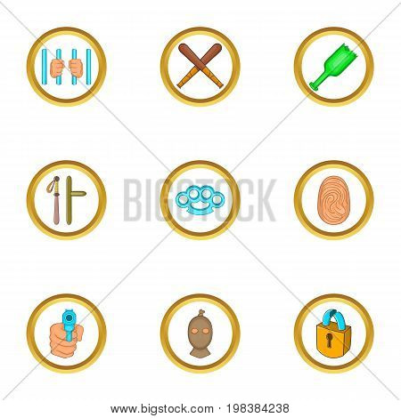 Court evidence icons set. Cartoon set of 9 court evidence vector icons for web isolated on white background