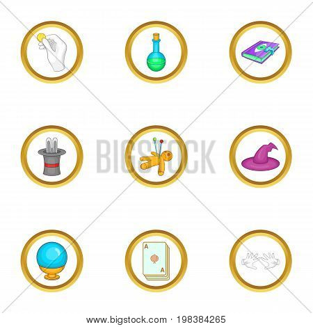 Wizard things icons set. Cartoon set of 9 wizard things vector icons for web isolated on white background