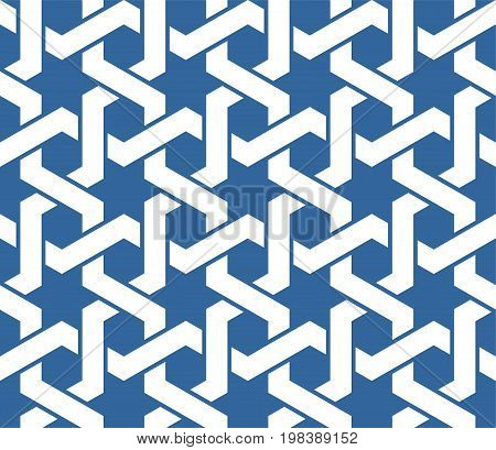 Seamless blue arabic ornament with twined lines pattern