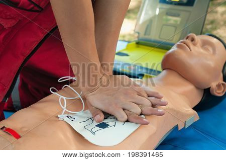 Performing Cpr, Color Image, Selective Fous, Close Up