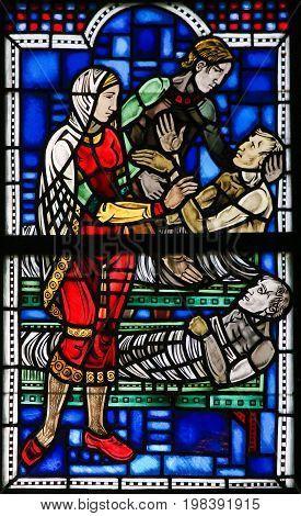 Stained Glass In Worms - Visit The Sick