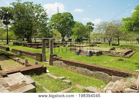View of the ruins of the Sacred city in Anuradhapura, Sri Lanka.