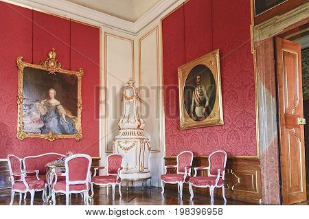 VALTICE, THE CZECH REPUBLIC - JUNE 31, 2017: Valtice contains one of the most impressive baroque residences of central Europe. Interior scene. Travel destination.