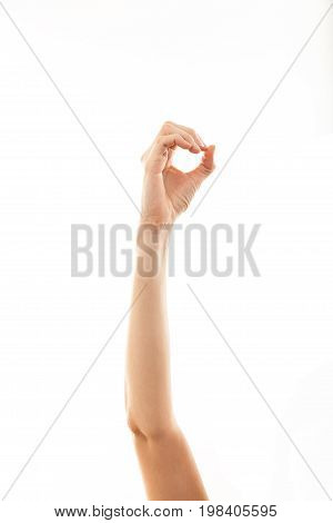 Hand And Arm Of A Woman Who Makes The Number Zero