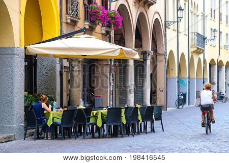 PADOVA, ITALY - July, 13, 2017: street cafe in Padova, Italy