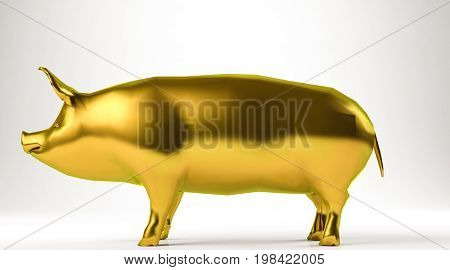 Golden 3D Rendering Of An Animal Isolated On White