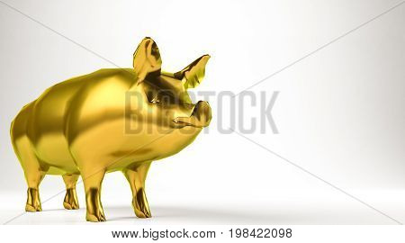 Golden 3D Rendering Of An Animal Isolated On White