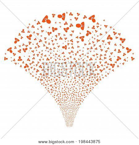 Fountain of boss symbols. Vector illustration style is flat intensive red and orange iconic symbols on a white background. Object source constructed from scattered icons.