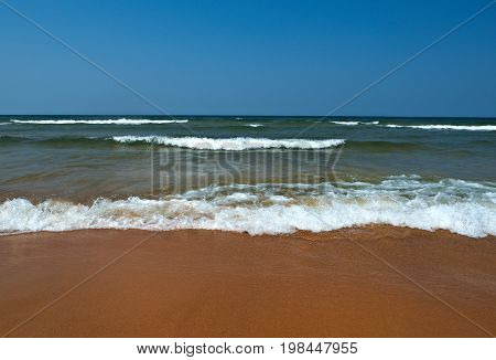 Sandy shore of Lake Baikal Turka village