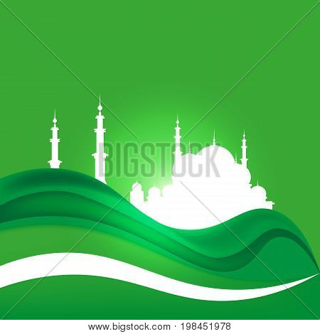 Eid Al Adha. Lettering composition of moslim holy month with mosque building