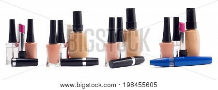 Set of cosmetic products. Isolated on a white background.