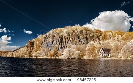Natural Panoramic Infrared Landscape Of Messe River