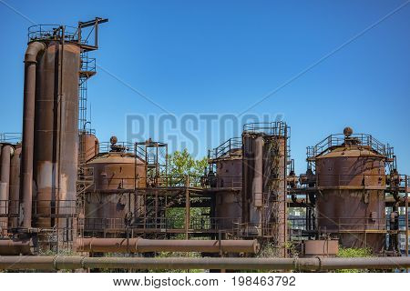 Abandoned Machines In A Gas Industry At Gas Works Park Seattle