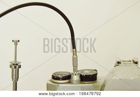 classic shutter cable released operated on film camera ready to shooting