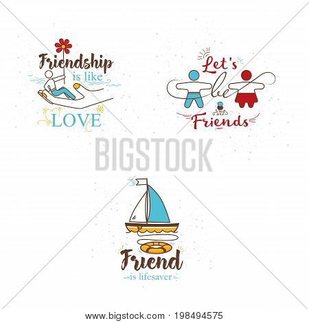 A set of 3 illustrations for the day of friendship.
