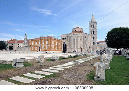 St. Donatus church and bell tower of St. Anastacia in Zadar, Croatia