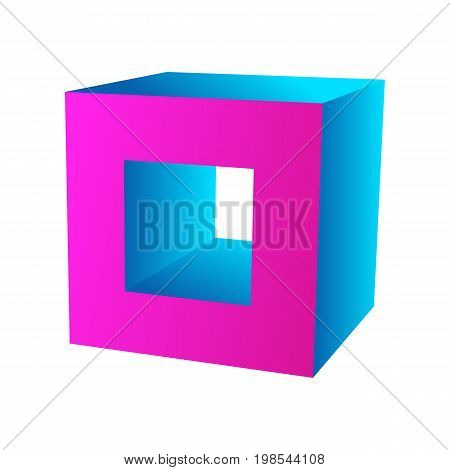 Cube icon for your business promotional artwork. Abstract square graphic design for flyers, banners, presentations. Vector illustration.