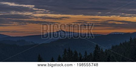 Sunset in summer evening near Kasarna village in west Slovakia