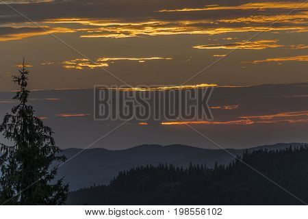 Sunset in summer evening near Kasarna village in west Slovakia