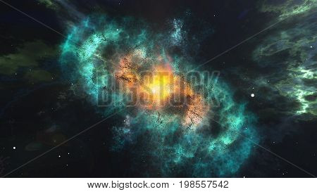 Galaxy Covered With Blurred Clouds Of Stars