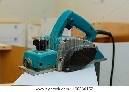 Woodworking Machine With Plane During Processing.