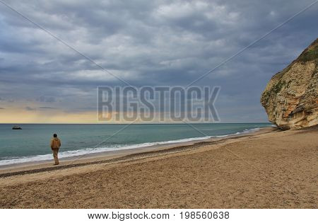Cloudy summer day at Lild Strand. Bulberg Denmark.