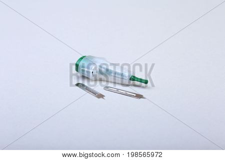 scarifier for take blood probe. Selective focus