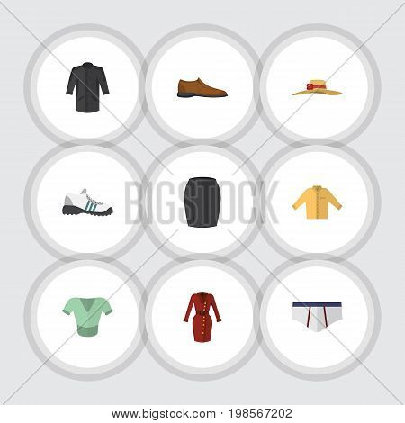 Flat Icon Clothes Set Of Underclothes, Sneakers, Uniform And Other Vector Objects