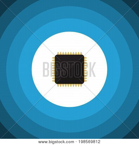 Cpu Vector Element Can Be Used For Cpu, Microprocessor, Motherboard Design Concept.  Isolated Microprocessor Flat Icon.
