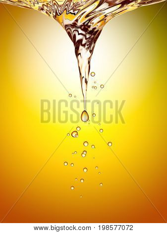 Whirlpool in gold water. 3d rendering