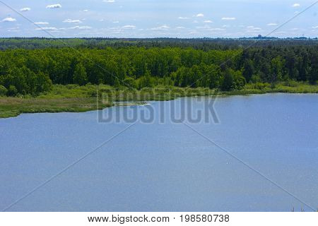 View of the Teterev River from a height in the city park. May 28 2017.