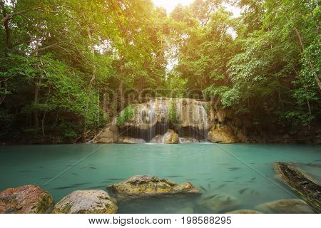 Level 2 Of Erawan Waterfall In Kanchanaburi, Thailand